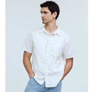 Madewell Perfect Fit Short Sleeve Hemp Cotton Button Up Shirt US Men's S New